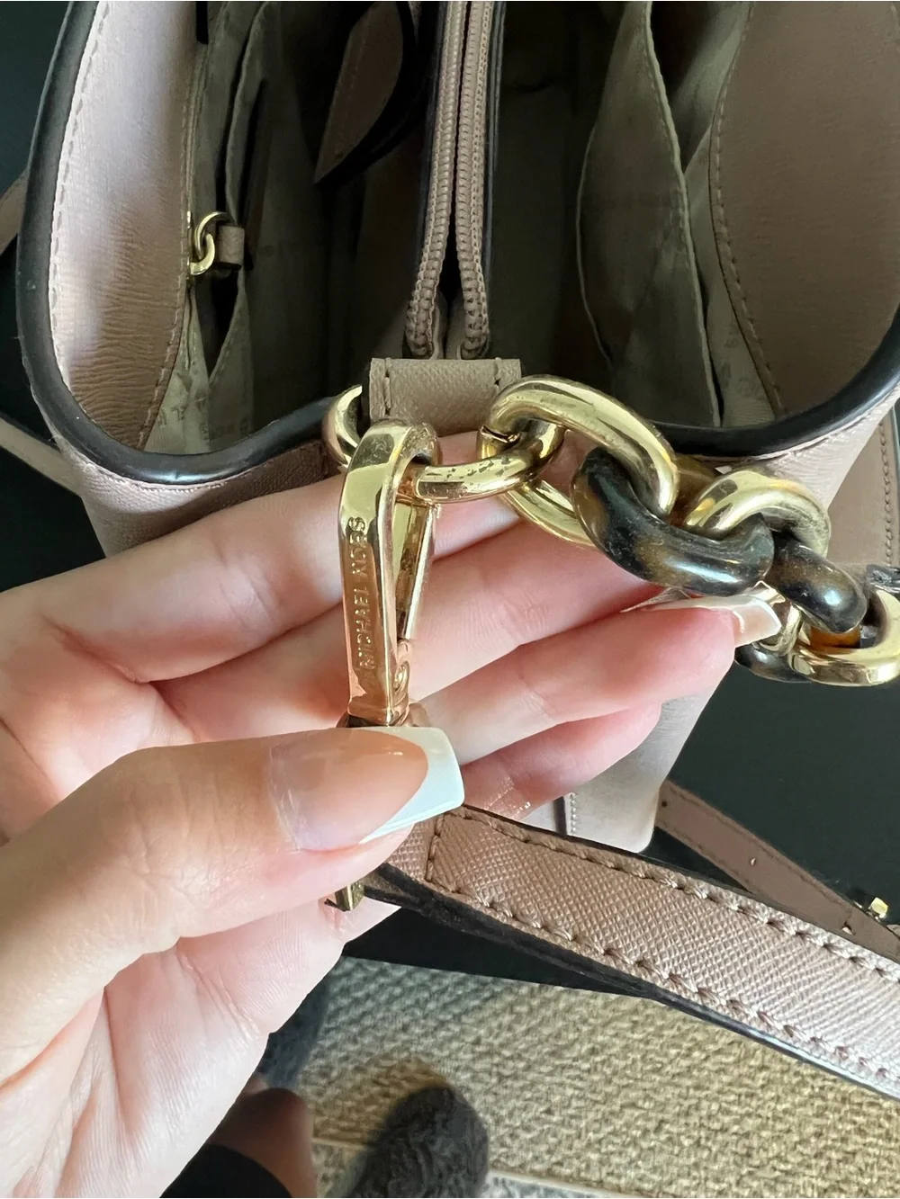 Michael Kors Blush Pink Saffiano Leather Shoulder Bag with Gold Hardware